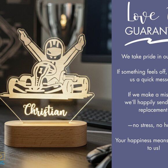 Race Car Custom Name Light • Personalized LED Cloud Decor • Baby Gift - Picture 6 of 8